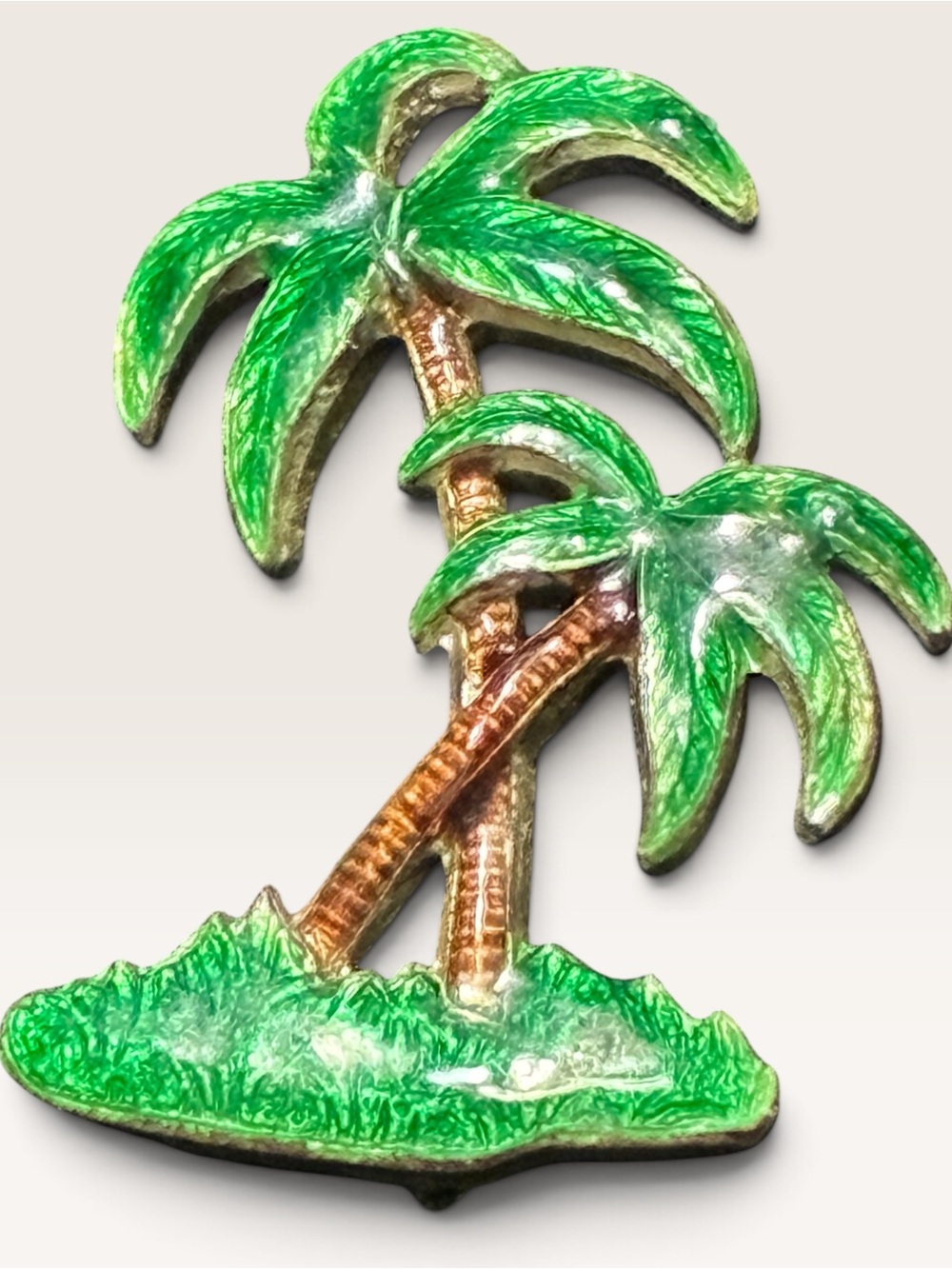 Tropical Palm Tree Enamel Pin Brooch - Green & Brown